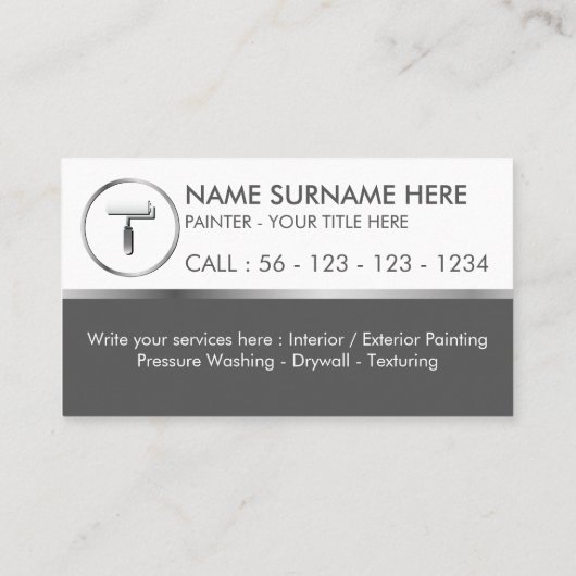 Carte De Visite Paint Roller Cercle gris simple (Dos)