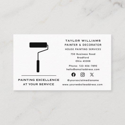 Carte De Visite Paint Roller House Services de peinture Médias soc (Devant)
