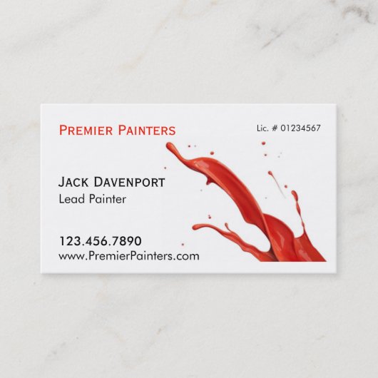Carte De Visite Paint rouge | Peintre professionnel à deux côtés (Devant)