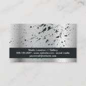 Carte De Visite Paint Spatter | Arrière - plan métallique perforé (Dos)
