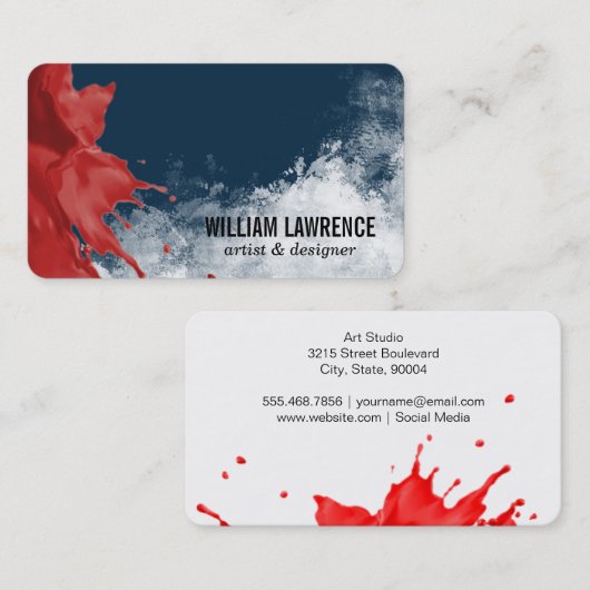 Carte De Visite Paint Splash | Expressive Texture (Devant / Derrière)