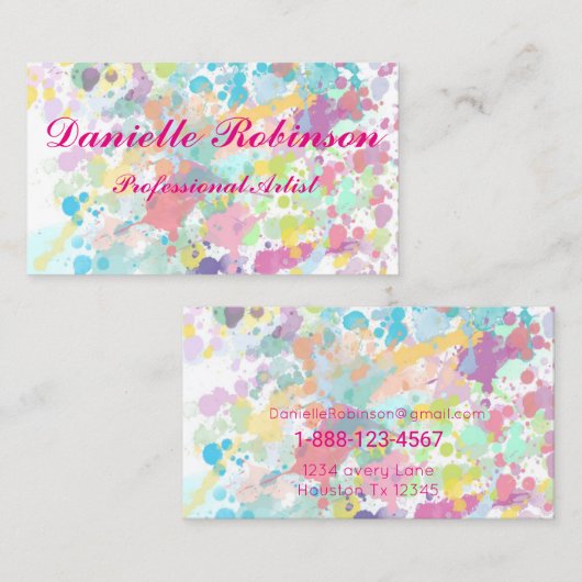 Carte De Visite Paint Splatter (Devant / Derrière)
