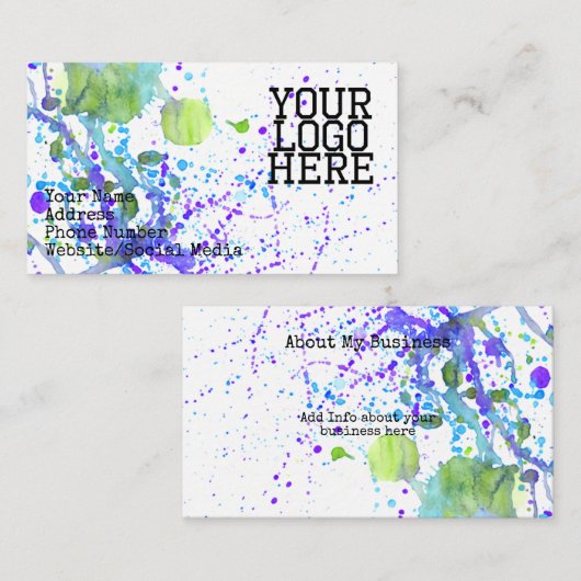 Carte de visite Paint Splatter (Devant / Derrière)