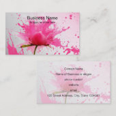 Carte De Visite Paint Splatter Abstrait Fleur Rose (Devant / Derrière)