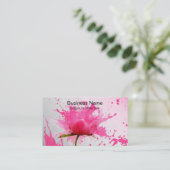 Carte De Visite Paint Splatter Abstrait Fleur Rose (Debout devant)