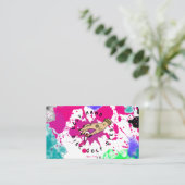 Carte De Visite Paint Splatter rose (Debout devant)
