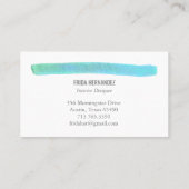 Carte De Visite Paint Stripes Élégant Bleu Vert Minimal (Dos)