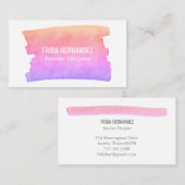 Carte De Visite Paint Stripes Élégant Rose Gold Minimal (Devant / Derrière)