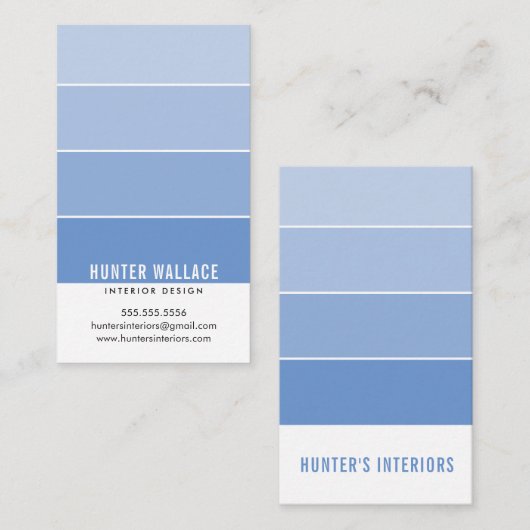 Carte De Visite PAINT SWATCH CHIP intérieurs modernes ombre bleu (Devant / Derrière)