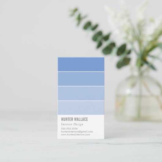 Carte De Visite PAINT SWATCH CHIP moderne ombre periwinkle bleu (Debout devant)