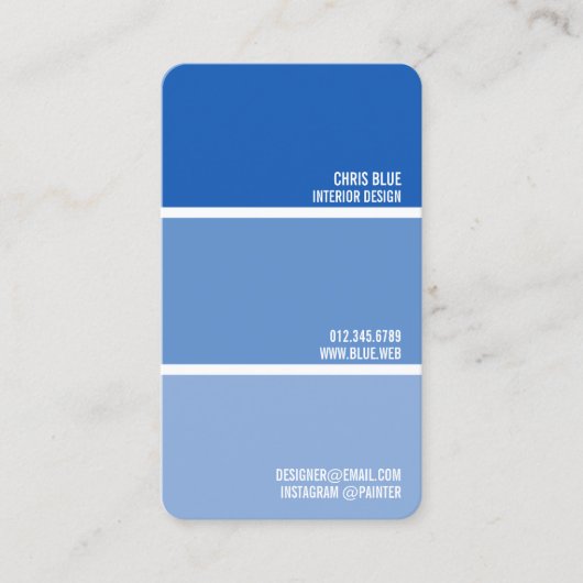 Carte De Visite Paint Swatch | Décorateur Peinture Bleu Chips (Devant)