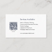 Carte De Visite Painter & Decorator Services QR Code Blue White (Dos)