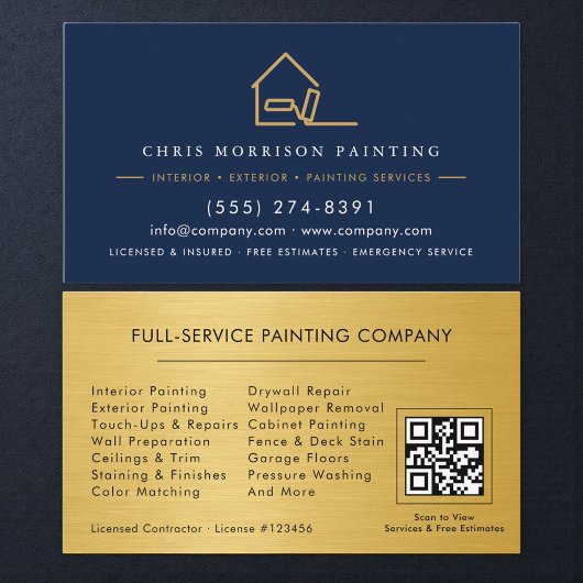 Carte De Visite Painter Painting Metallic Gold QR Code