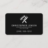 Carte De Visite Painter QR Code Black and White Rounded Painting (Devant)