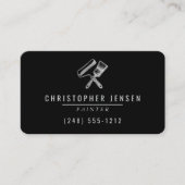 Carte De Visite Painter QR Code Black Silver Rounded Painting (Devant)