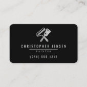 Carte De Visite Painter QR Code Black Silver Rounded Painting (Devant)