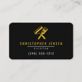 Carte De Visite Painter QR Code Black Yellow Rounded Painting (Devant)
