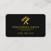 Carte De Visite Painter QR Code Bold Black Yellow Rounded Painting (Devant)