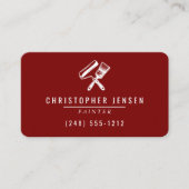 Carte De Visite Painter QR Code Burgundy Red Rounded Painting (Devant)