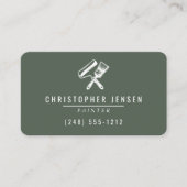 Carte De Visite Painter QR Code Dark Green Rounded Painting (Devant)