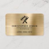 Carte De Visite Painter QR Code Gold Black Metallic Rounded (Devant)
