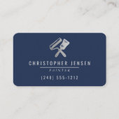 Carte De Visite Painter QR Code Navy Blue Silver Rounded Painting (Devant)