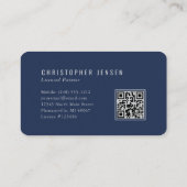 Carte De Visite Painter QR Code Navy Blue Silver Rounded Painting (Dos)