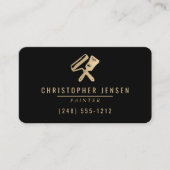 Carte De Visite Painter QR Code Painting Black Gold Rounded (Devant)