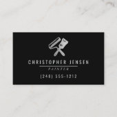 Carte De Visite Painter QR Code Painting Business Black Silver (Devant)