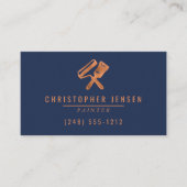 Carte De Visite Painter QR Code Painting Business Navy Blue Copper (Devant)