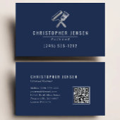 Carte De Visite Painter QR Code Painting Business Navy Blue Silver