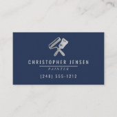 Carte De Visite Painter QR Code Painting Business Navy Blue Silver (Devant)