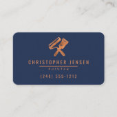 Carte De Visite Painter QR Code Painting Navy Blue Copper Rounded (Devant)