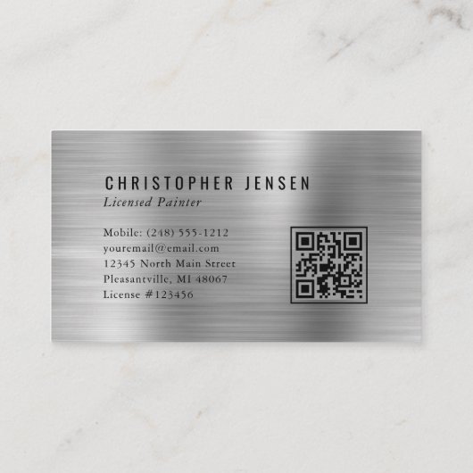 Carte De Visite Painter QR Code Silver Black Metallic Painting (Dos)