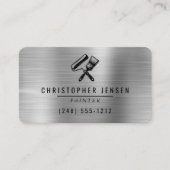 Carte De Visite Painter QR Code Silver Black Metallic Rounded (Devant)