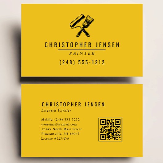 Carte De Visite Painter QR Code Yellow Black Painting