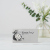 Carte De Visite Painterly Silver Pocket Watch (Debout devant)