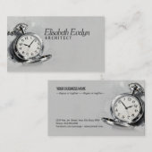 Carte De Visite Painterly Silver Pocket Watch (Devant / Derrière)
