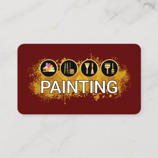 Carte De Visite Painter's Tool Gold Paint Splatter (Devant)