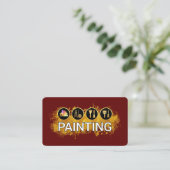 Carte De Visite Painter's Tool Gold Paint Splatter (Debout devant)