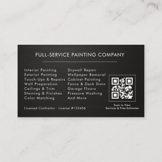 Carte De Visite Painting Service Contractor QR Code (Dos)