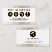 Carte De Visite Painting Tools On Sweet Pastel Stripes (Devant / Derrière)