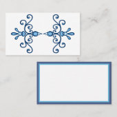 Carte De Visite Paire d'oiseaux bleus défilent art et bordure bleu (Devant / Derrière)