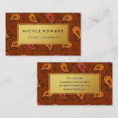 Carte De Visite Paisley Artistique Cadre Or (Devant / Derrière)
