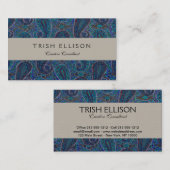 Carte De Visite Paisley Blue Indian Boho Motif (Devant / Derrière)