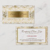 Carte De Visite Paisley Florale Blanc Et Or (Devant / Derrière)