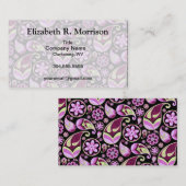 Carte De Visite Paisley mauve et jaune (Devant / Derrière)