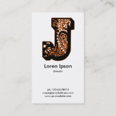 Carte De Visite Paisley Monogram - J (Dos)