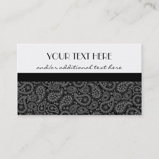 Carte De Visite Paisley noir et blanc (Devant)