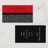 Carte De Visite Paisley rouge et noir et blanc (Devant / Derrière)